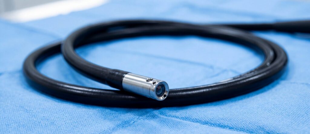 Medical endoscope device used in surgeries such as colonoscopies and gastroenterology procedures